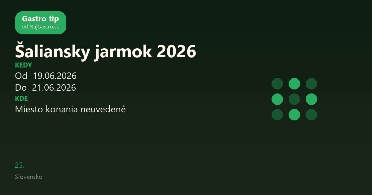 Šaliansky jarmok 2026