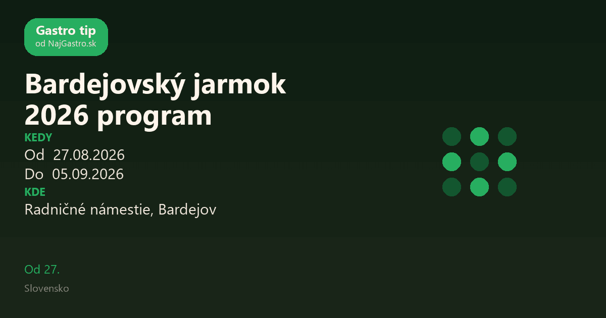 Bardejovský jarmok 2026 program