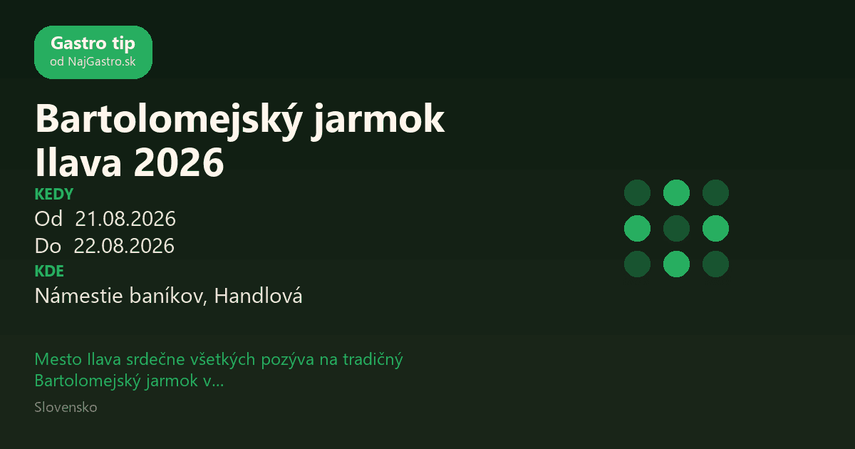 Bartolomejský jarmok Ilava 2026