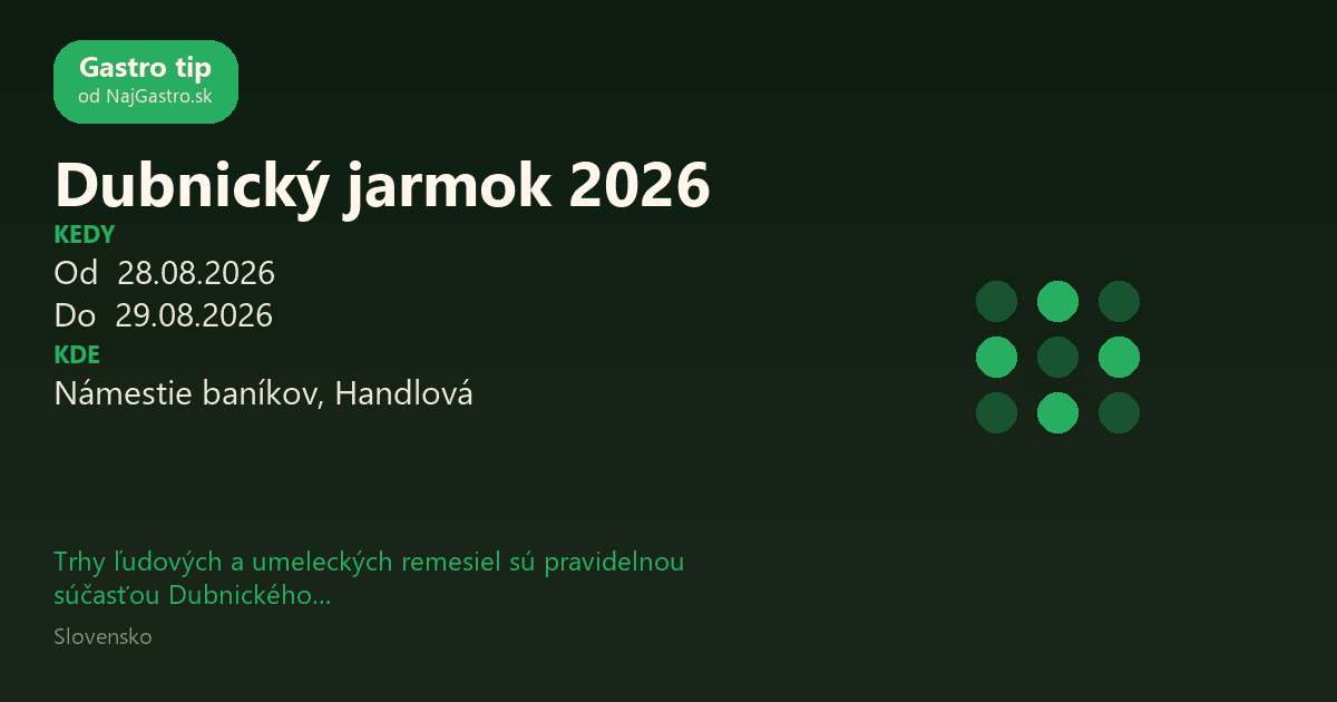 Dubnický jarmok 2026