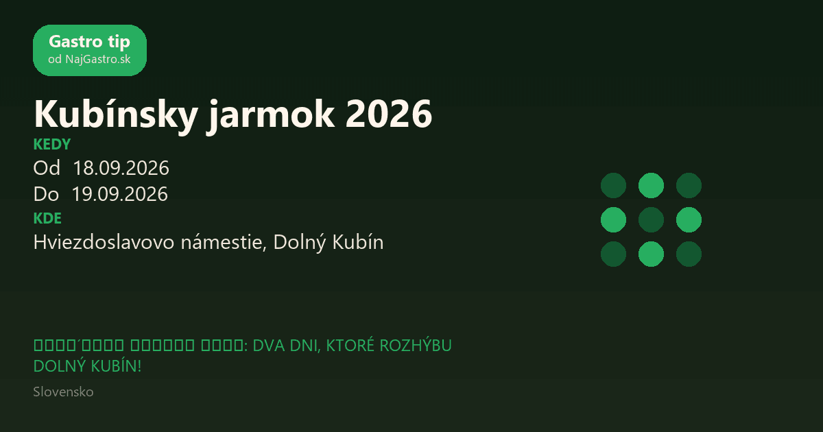 Dolný Kubín Fair 2026