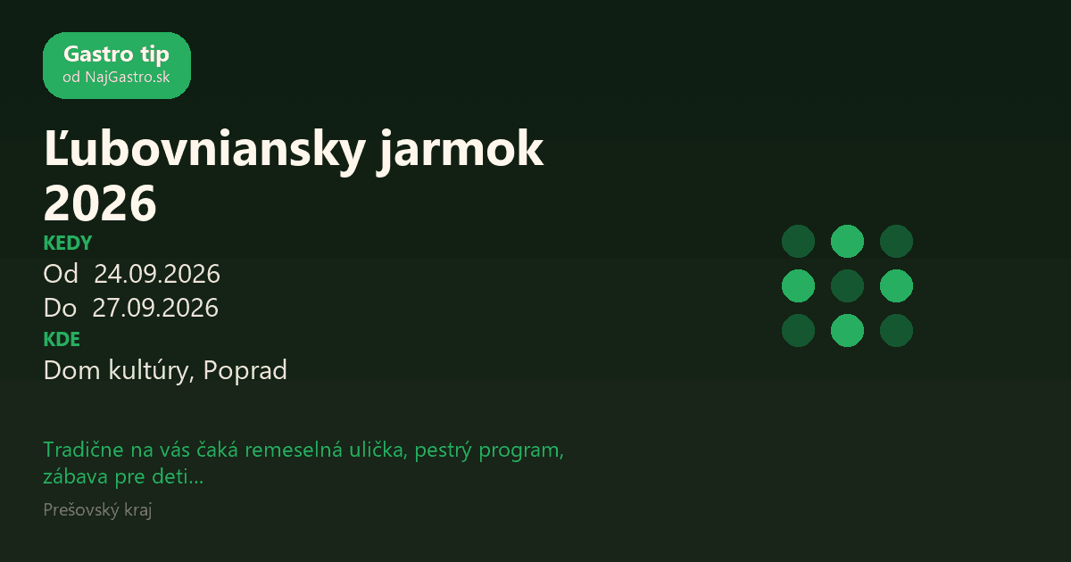 Stará Ľubovňa Fair 2026