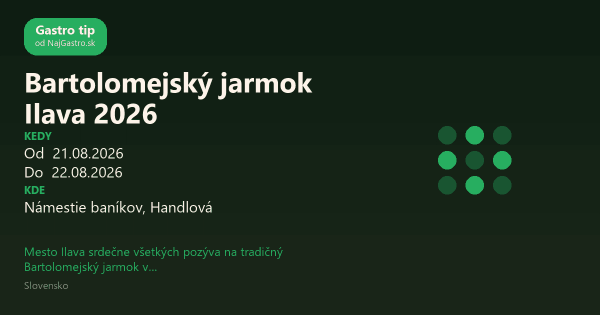 Bartolomejský jarmok Ilava 2026