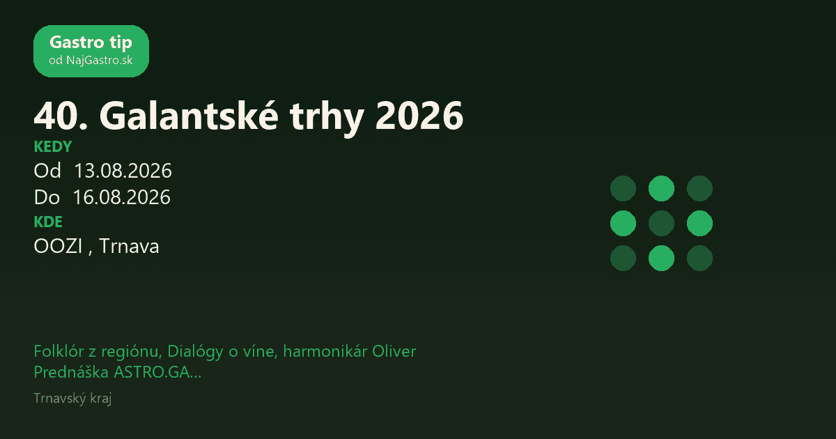 40. Galantské trhy 2026
