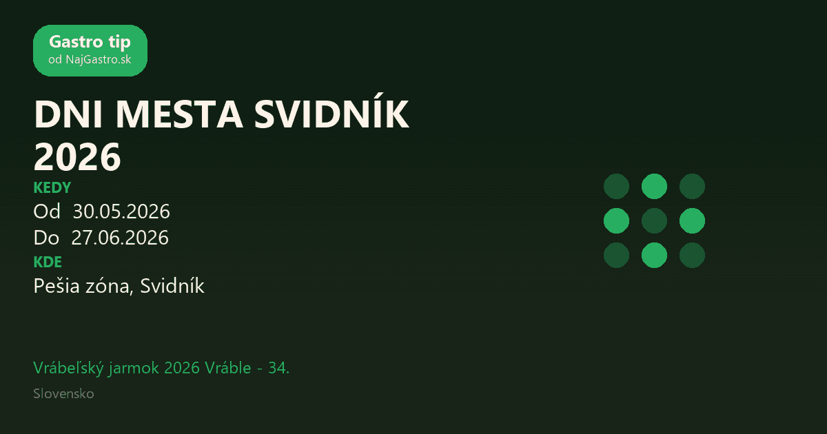 DNI MESTA SVIDNÍK 2026