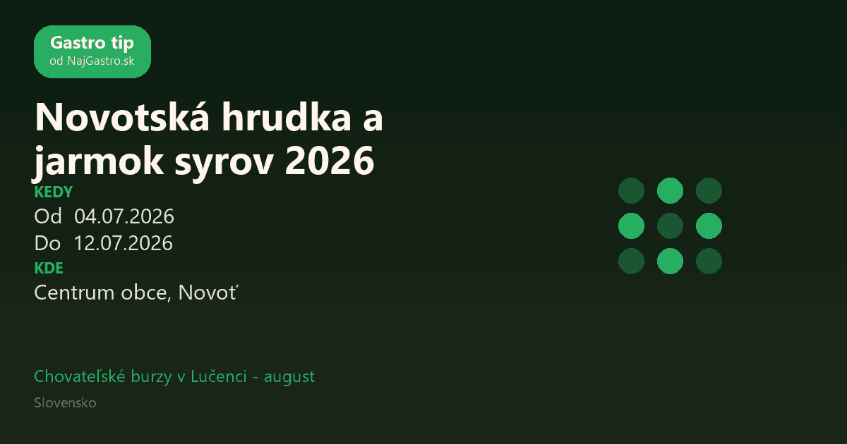 Novotská hrudka a jarmok syrov 2026