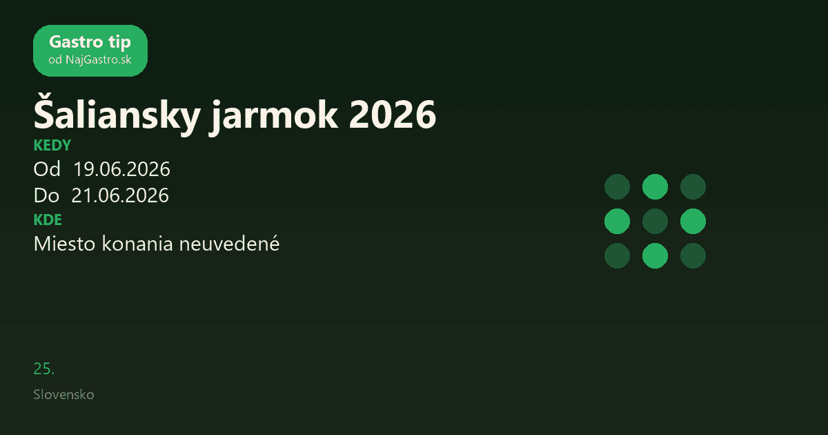 Šaliansky jarmok 2026