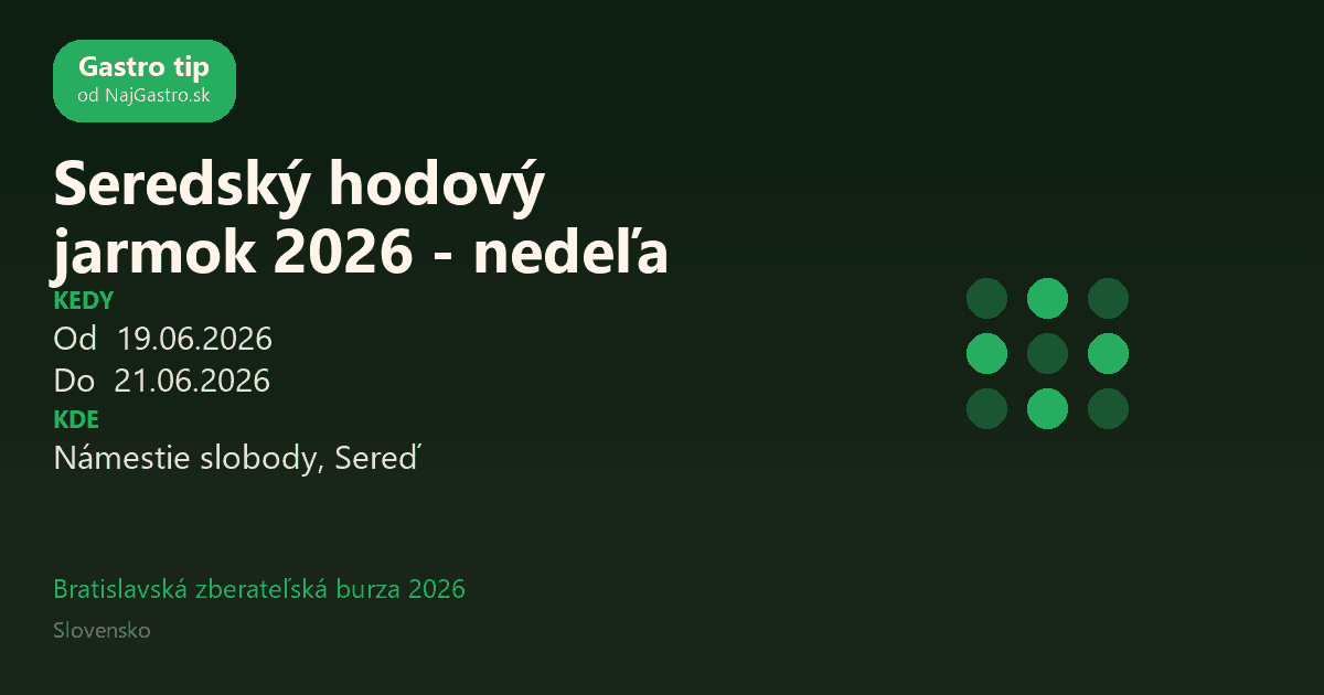 Seredský hodový jarmok 2026 - nedeľa