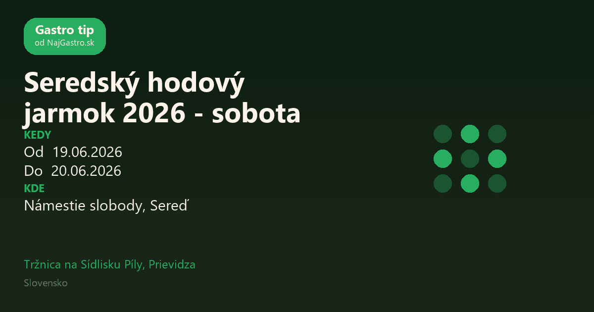 Seredský hodový jarmok 2026 - sobota
